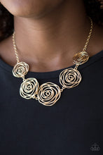 Load image into Gallery viewer, Paparazzi Rosy Rosette - Gold Necklace