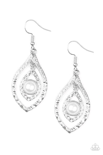 Paparazzi Breaking Glass Ceiling White Earrings