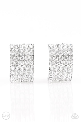 Paparazzi Hollywood Hotshot Clip-On-Earring White 