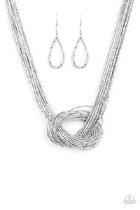 Paparazzi Knotted Knockout - Silver Necklace