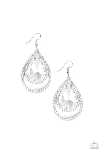 Paparazzi Famous White Earring