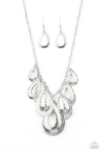 Paparazzi Teardrop Tempest - Silver Necklace