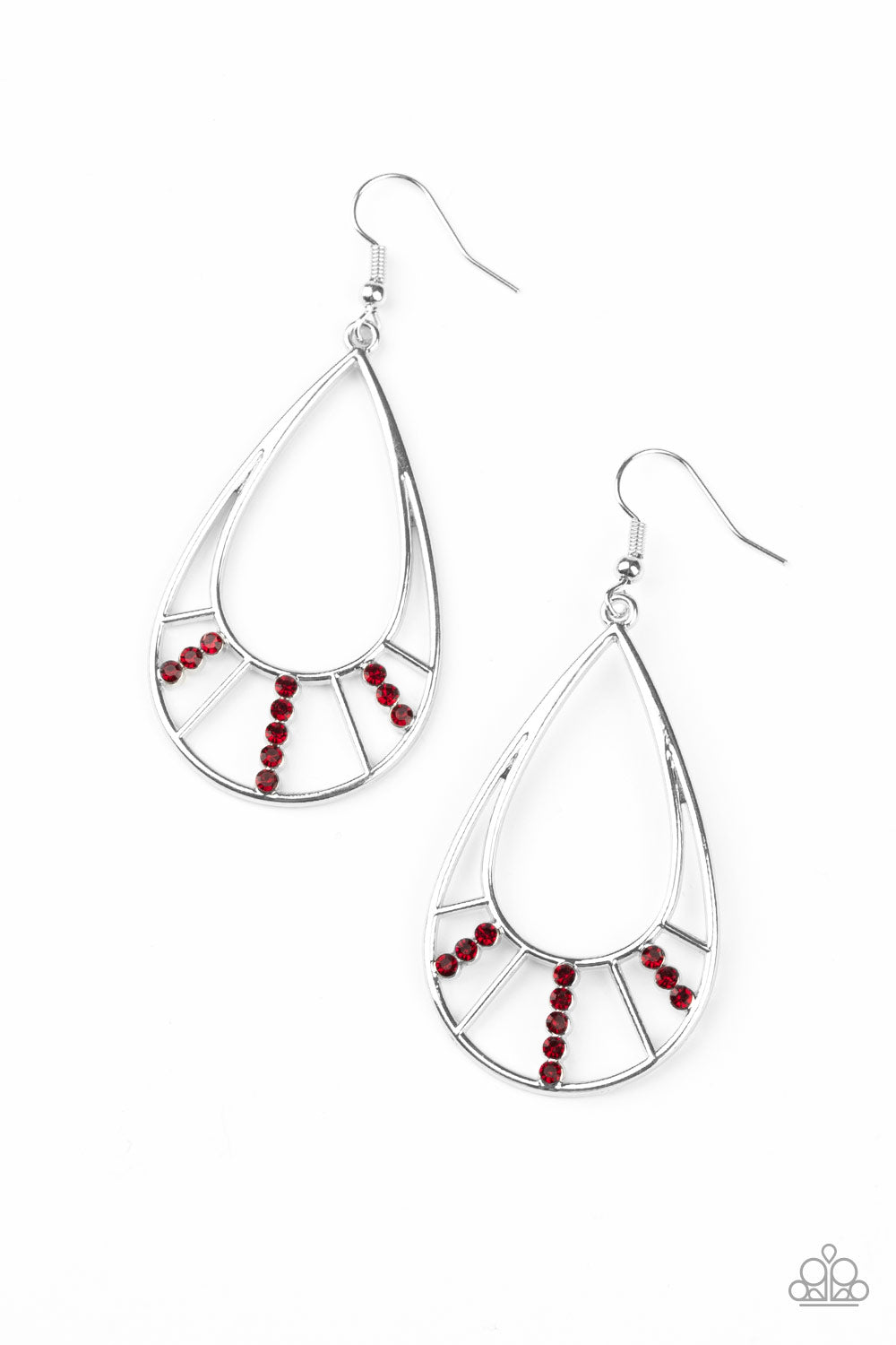 Paparazzi Line Crossing Sparkle - Red Earring