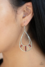 Load image into Gallery viewer, Paparazzi Line Crossing Sparkle - Red Earring