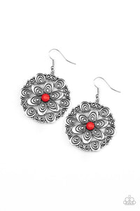 Paparazzi Grove Groove - Red Earrings