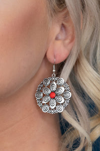Paparazzi Grove Groove - Red Earrings