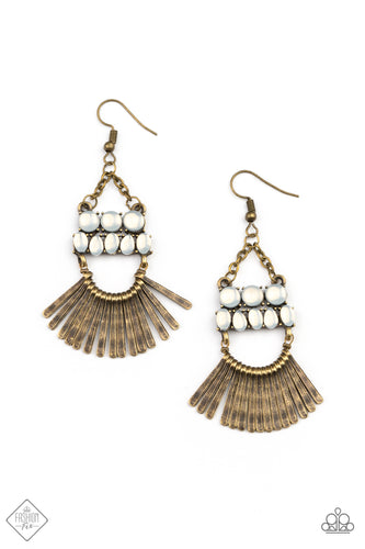 Paparazzi A FLARE For Fierceness Brass Earring-Fashion Fix-May 2021