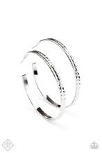 Load image into Gallery viewer, Paparazzi TREAD All About It Silver Hoop Earring - Fashion Fix February 2021