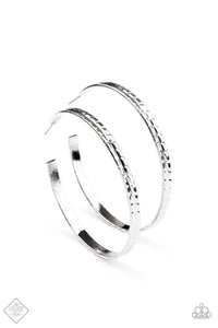 Paparazzi TREAD All About It Silver Hoop Earring - Fashion Fix February 2021