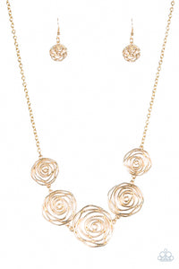 Paparazzi Rosy Rosette - Gold Necklace